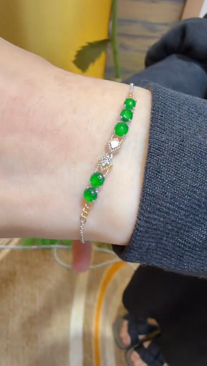 18K金镶嵌手链翡翠多样性团购发一件