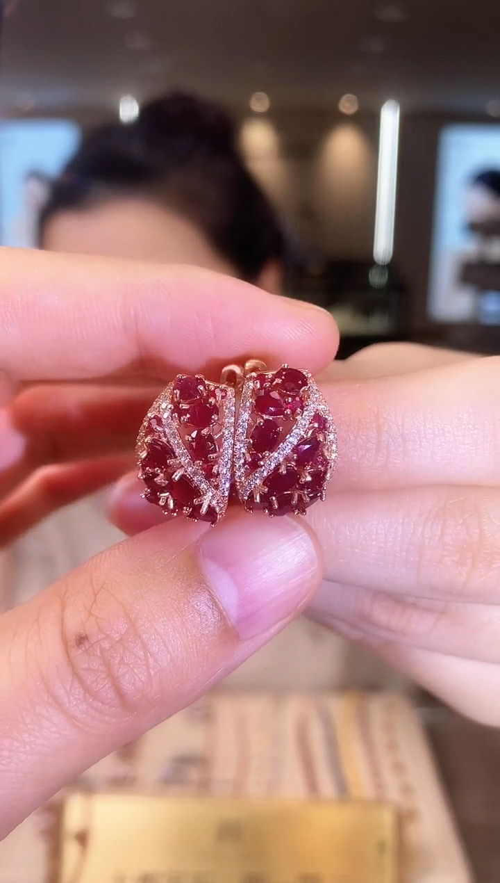 【闪购商品】红宝石耳饰银S925镶嵌04