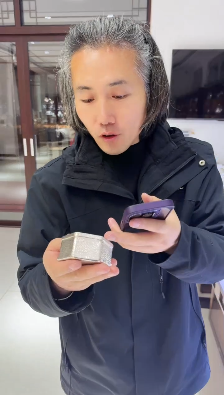 【闪购商品】足银999锤纹精工六方茶叶罐