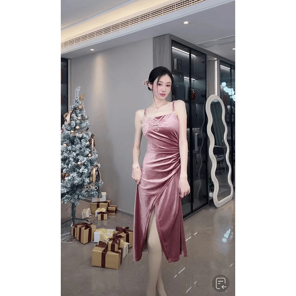 【雅乔定制】星黛 丝绒吊带连衣裙 DYQQ-22031656