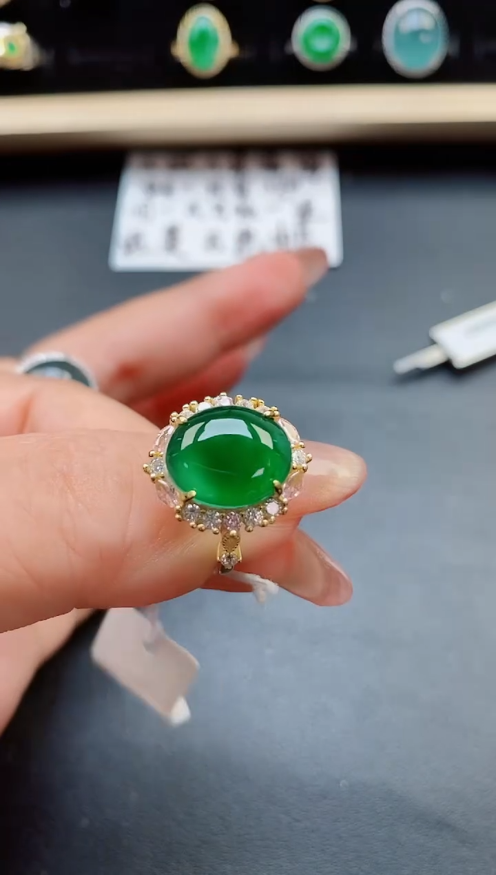 翡翠戒指银S925镶嵌321321