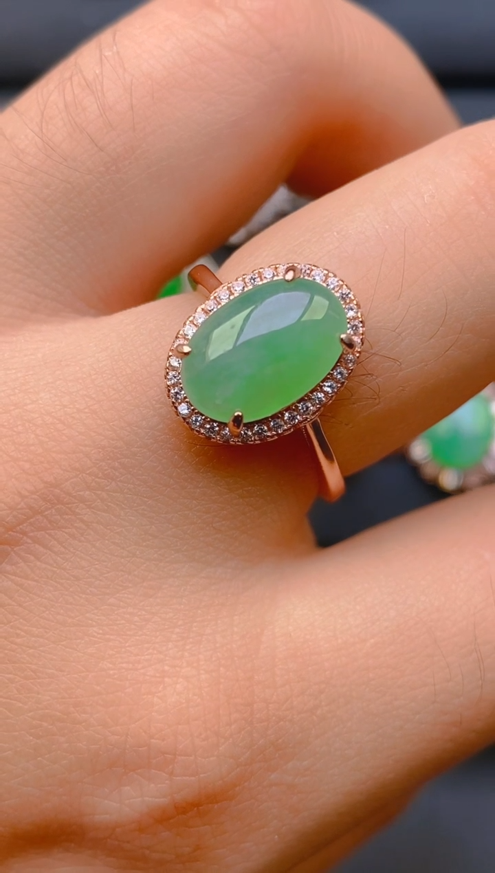 【闪购商品】翡翠戒指银S925镶嵌天然A货翡翠1