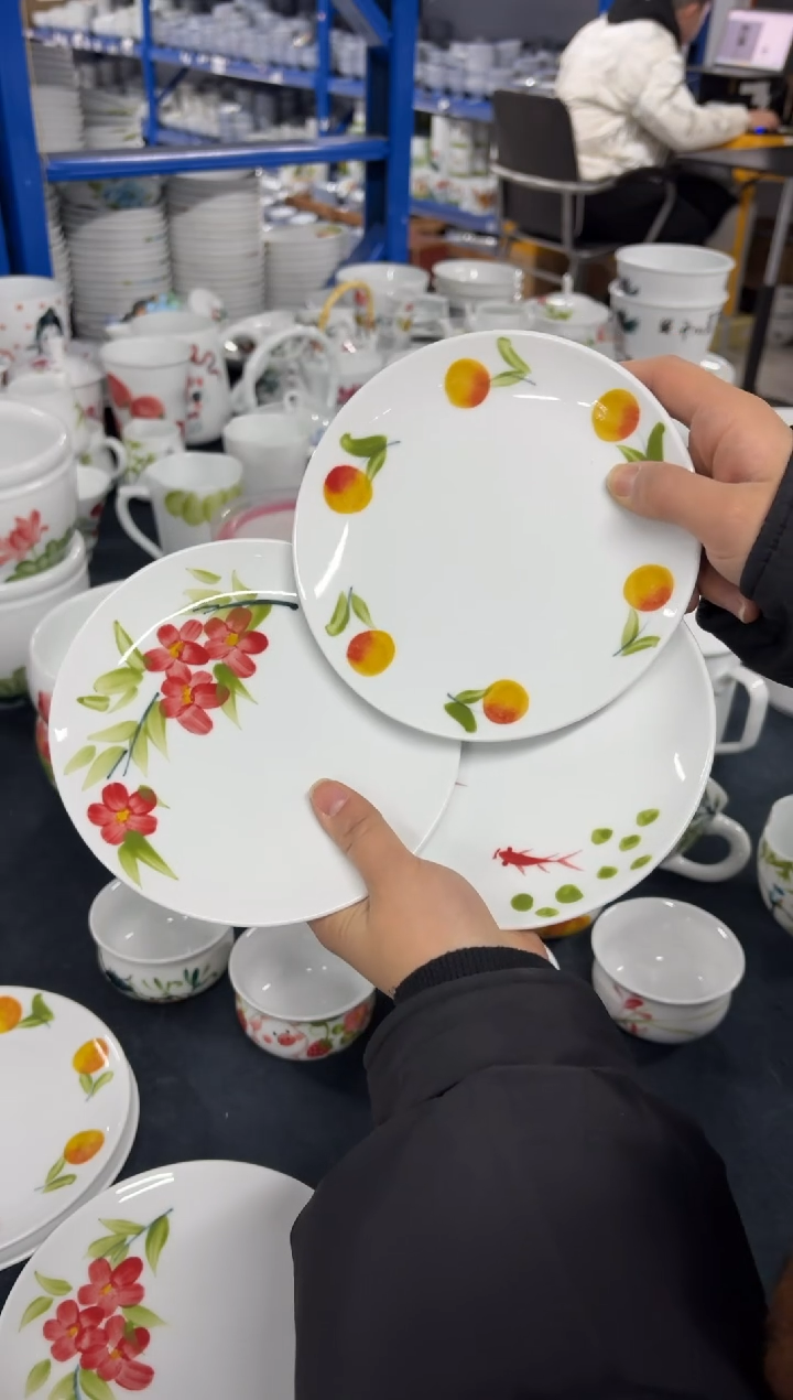 景德镇高温陶瓷食品级手绘釉中彩-6寸骨碟3个