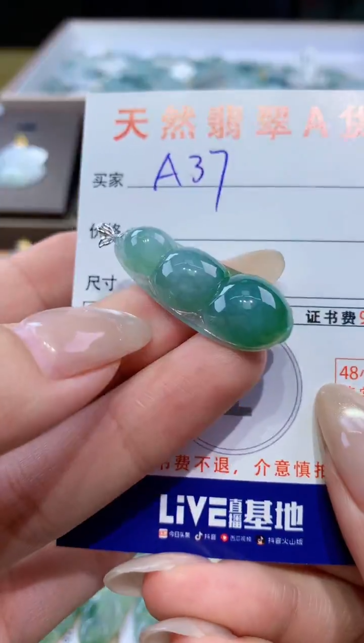 颈饰18K金镶嵌翡翠天然翡翠A货挂件