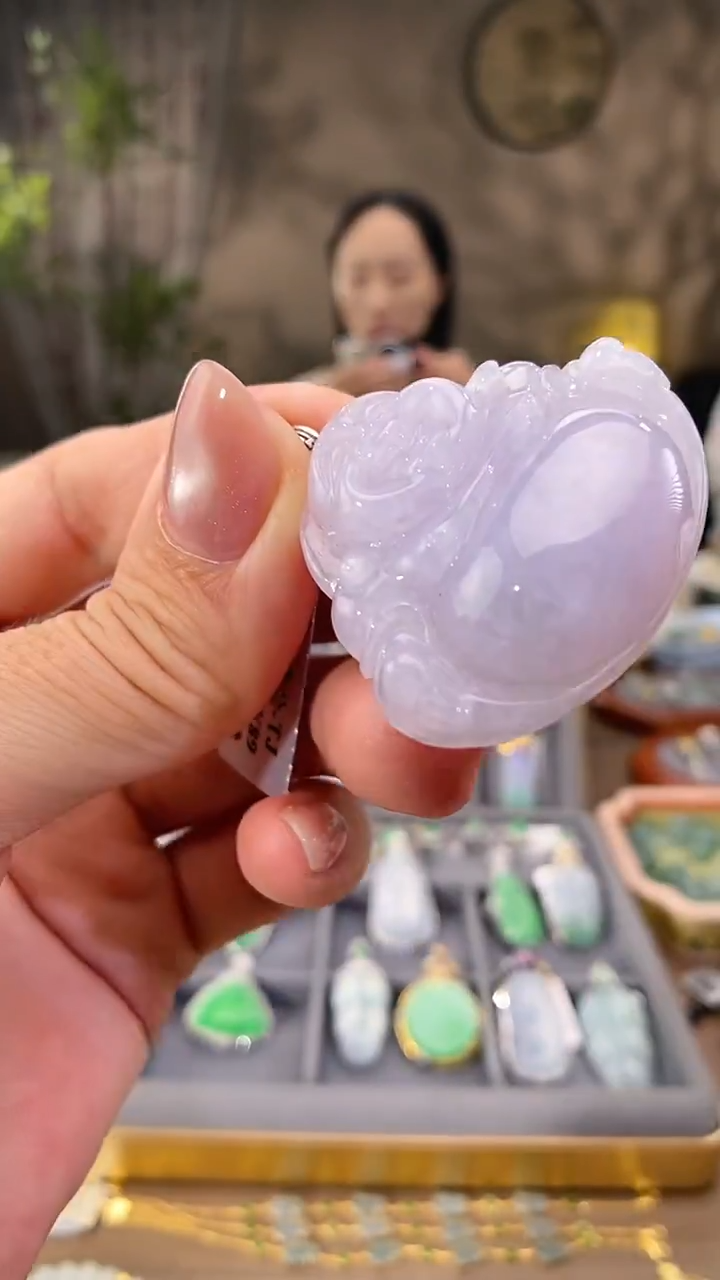 吊坠(不含链)18K金镶嵌翡翠佛公