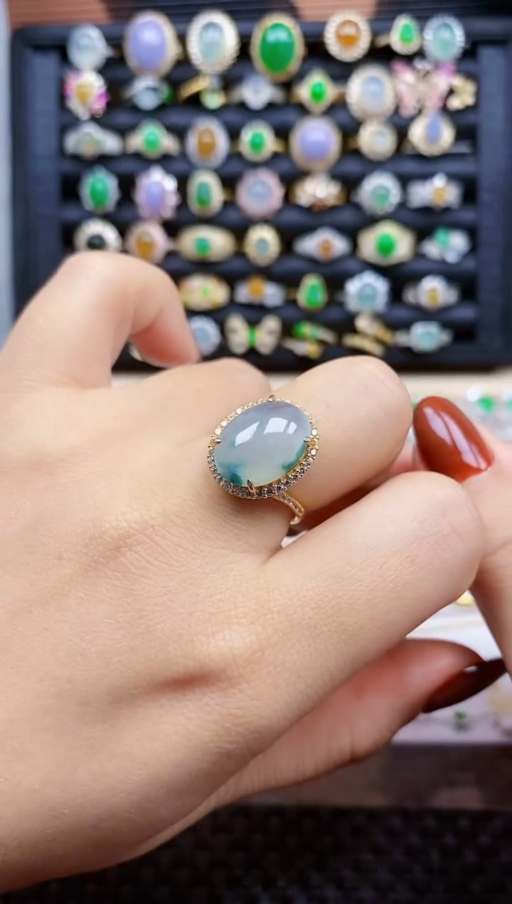 银S925镶嵌戒指翡翠367