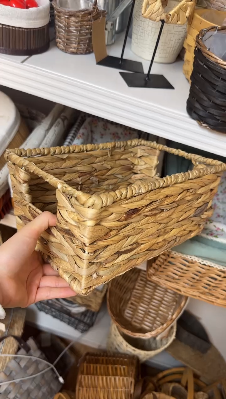 微瑕捡漏长方形葫芦草编织筐小号