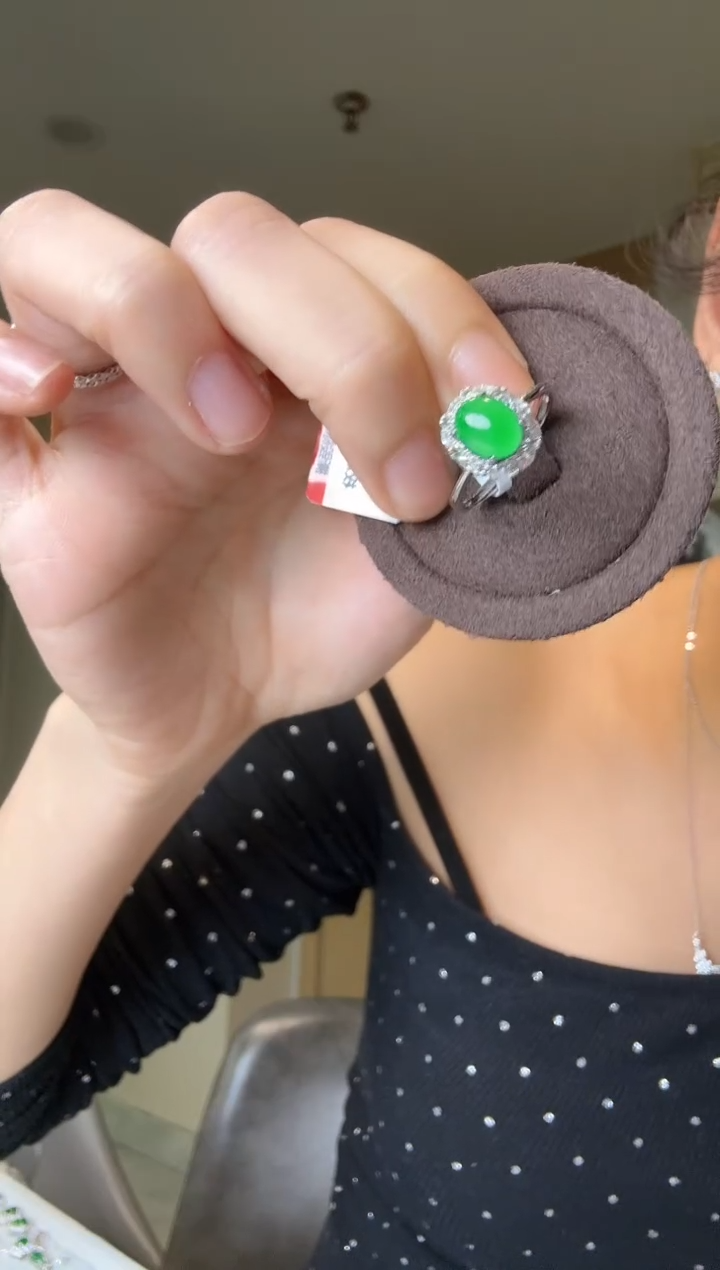 【闪购商品】翡翠戒指银S925镶嵌大蛋面戒指