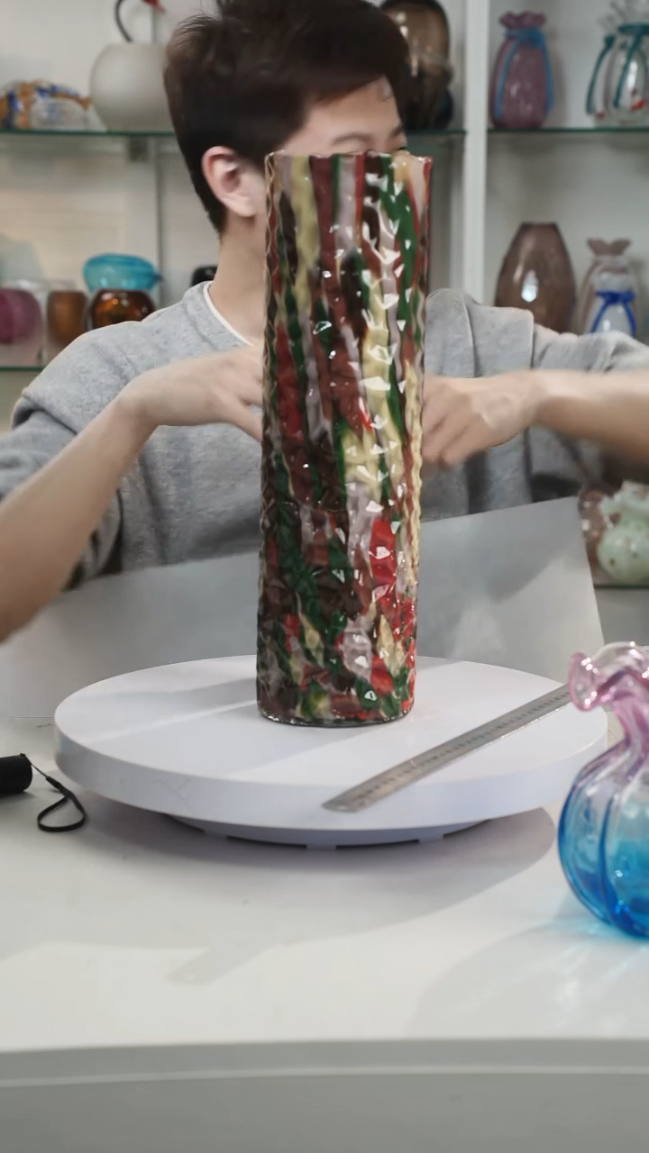 【闪购商品】琉璃高39.5轻奢琉璃花器福利正常手工痕迹