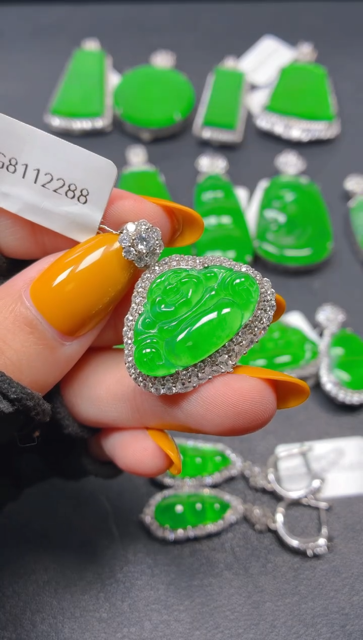 吊坠(不含链)银S925镶嵌翡翠R**I1