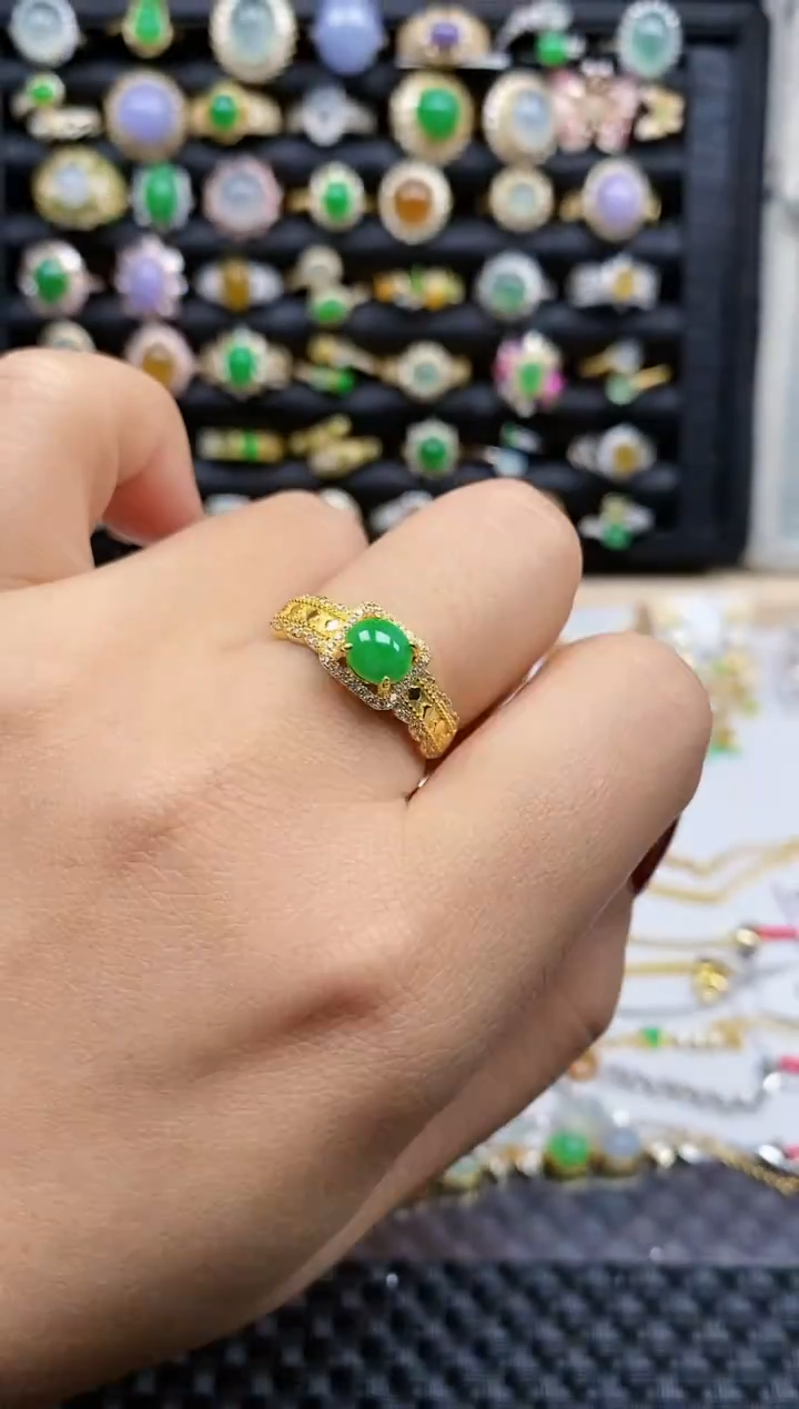 银S925镶嵌戒指翡翠207