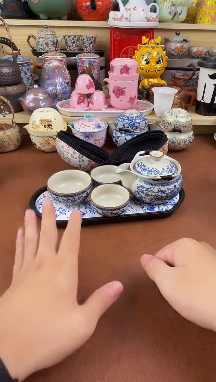 陶瓷茶具摆件旅行套组
