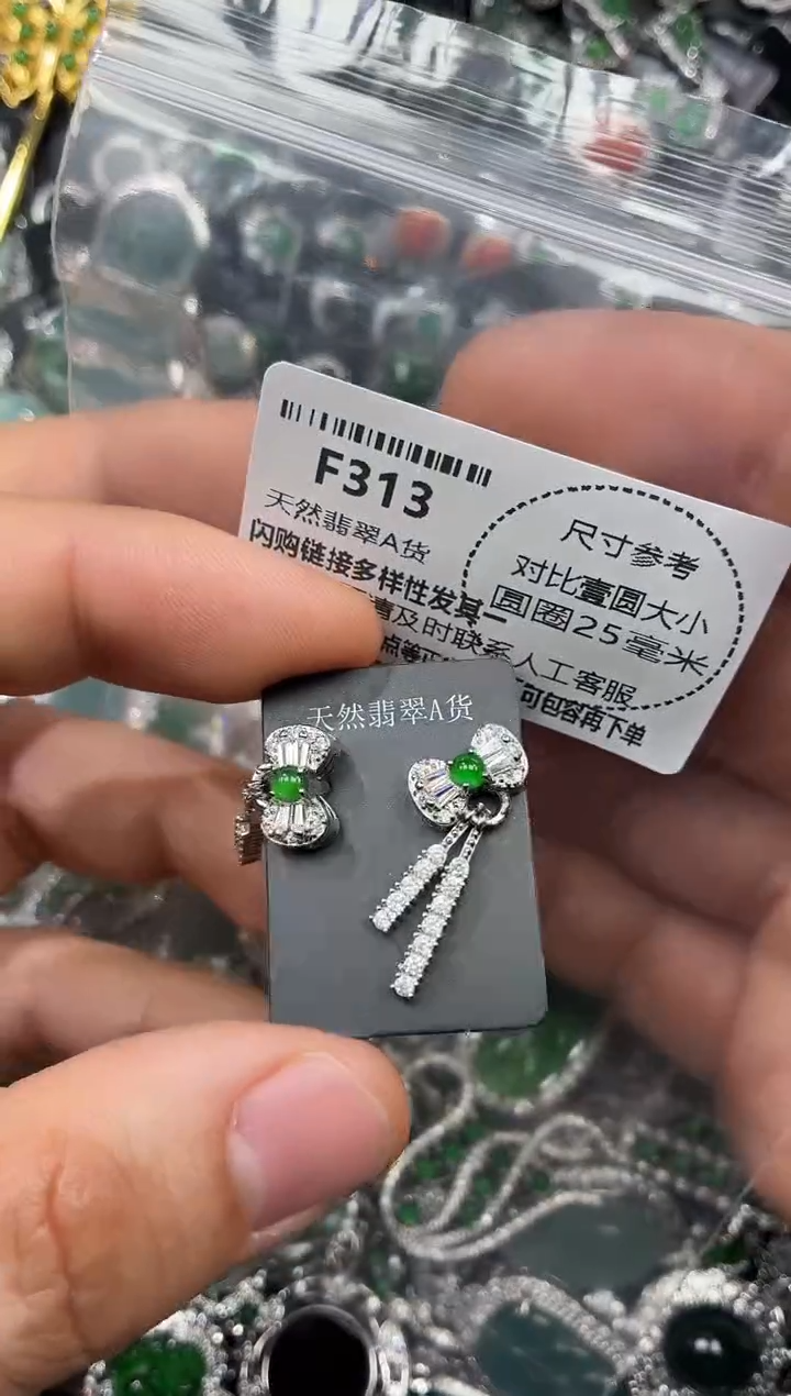 颈饰未镶嵌翡翠F313耳钉