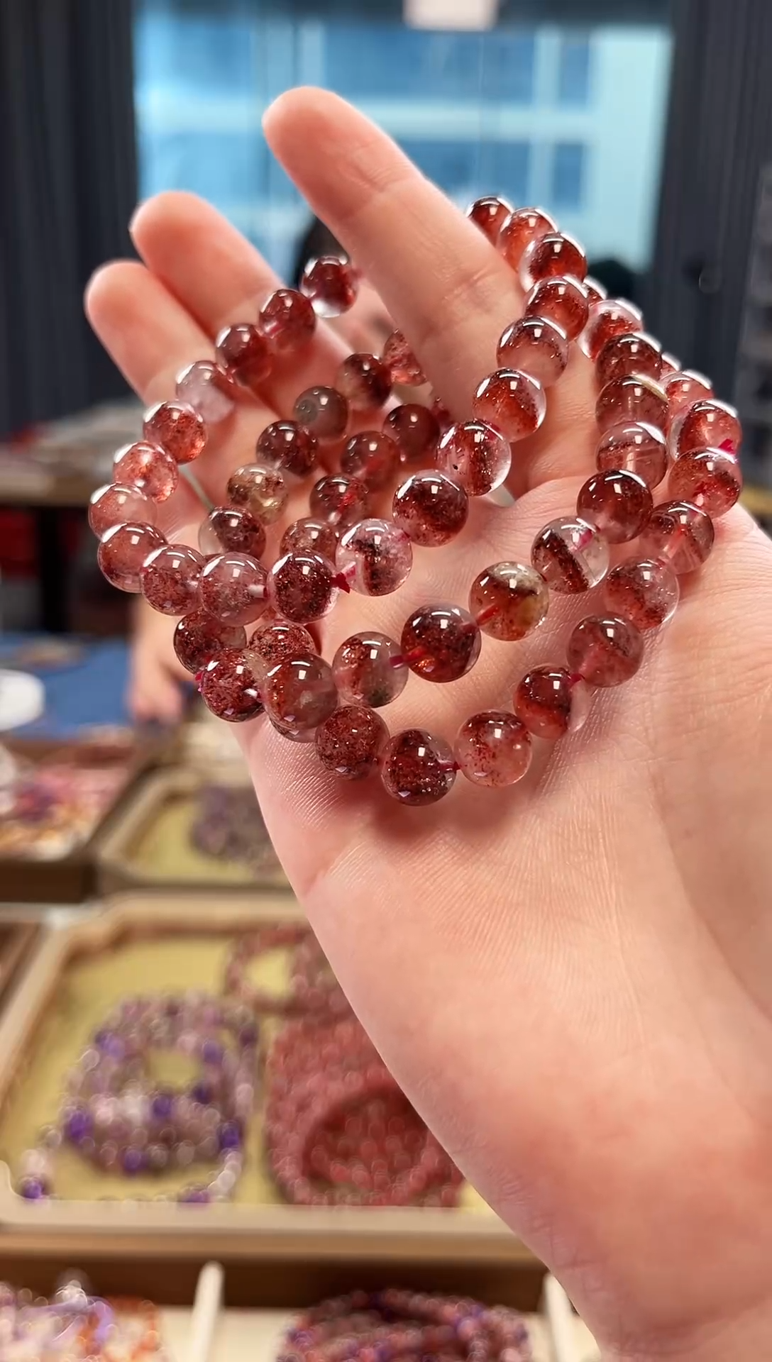 未镶嵌手串水晶金草莓超七单圈手串8mm【多样性发一】