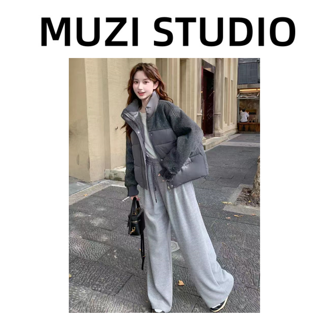 【沐子女装】R2-522灰色棉服