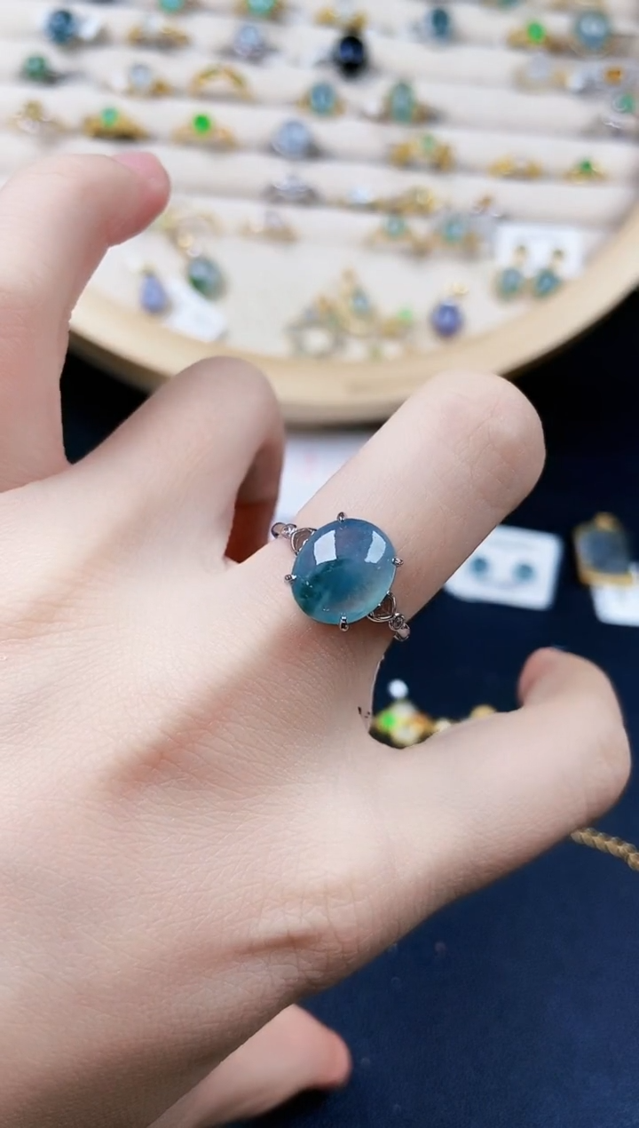 【闪购商品】翡翠银S925镶嵌戒指6546464