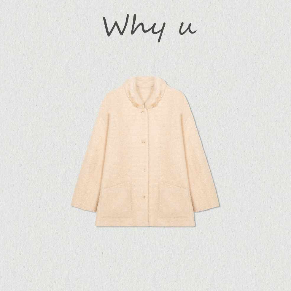 WHY U冬季时尚兔毛毛领拼接设计单排扣羽绒外套【25AWSS1115047】