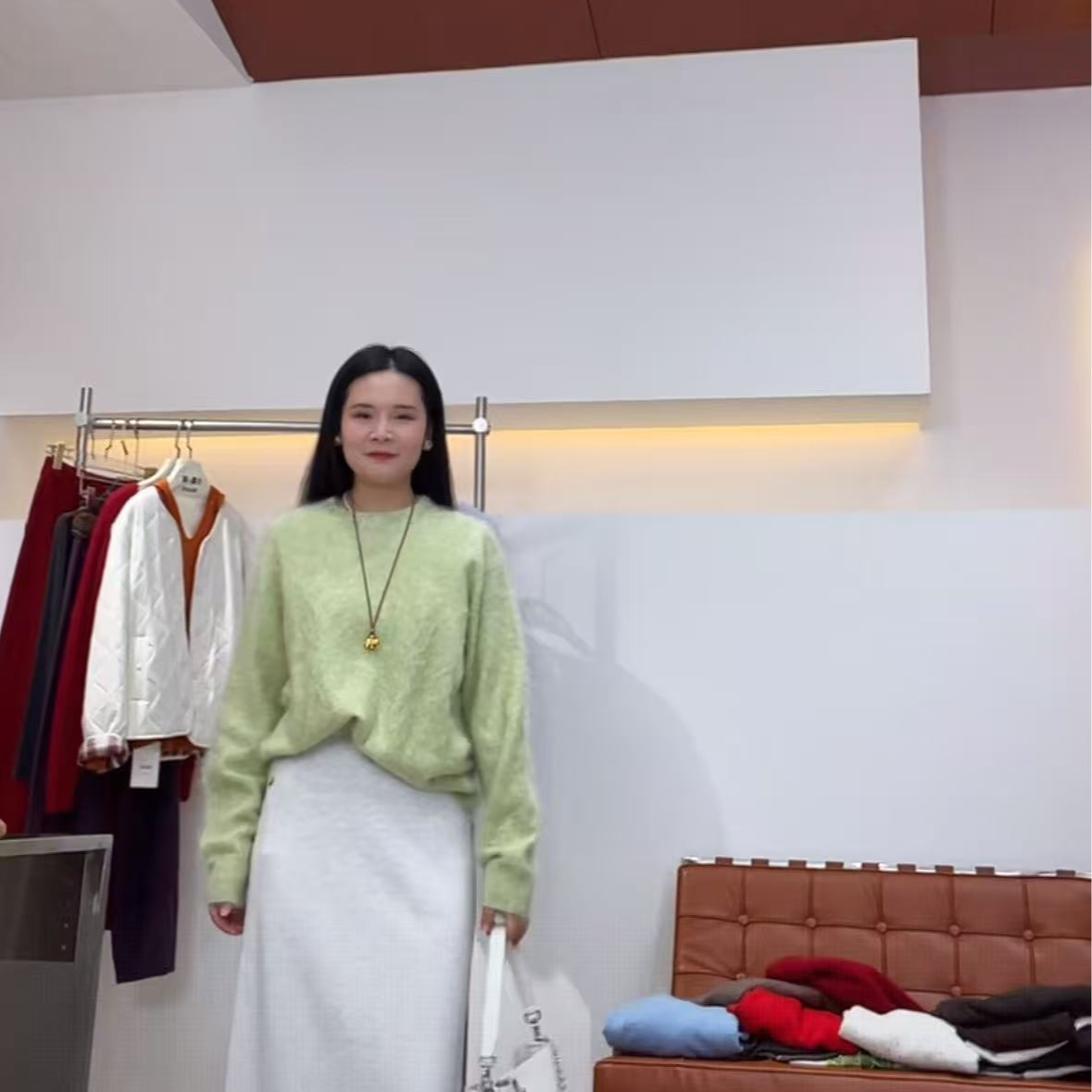 Mozch 山羊绒拉绒花纱超软糯亲肤保暖高端毛衣【长60】1456