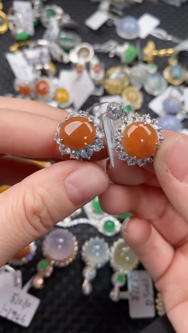 银S925镶嵌戒指翡翠12              7