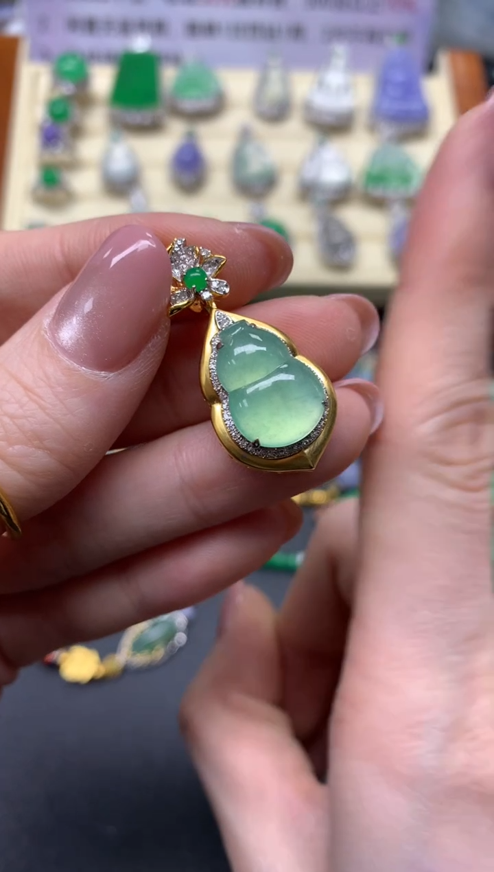 翡翠18K金镶嵌吊坠(不含链)吊坠|4800+480