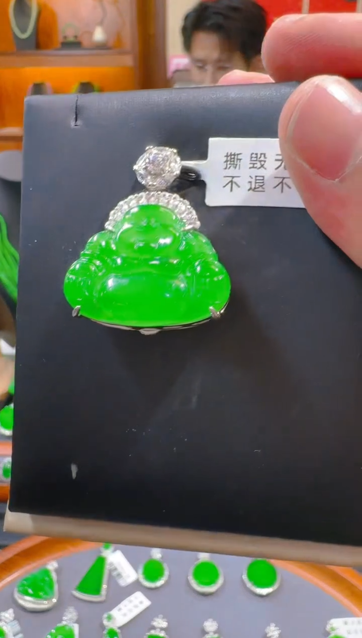 翡翠银S925镶嵌吊坠(赠链)天然A货翡翠