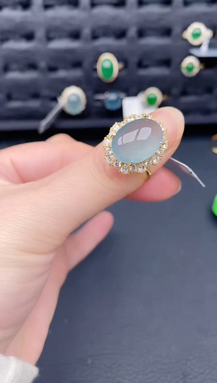 银S925镶嵌戒指翡翠天然a货翡翠192