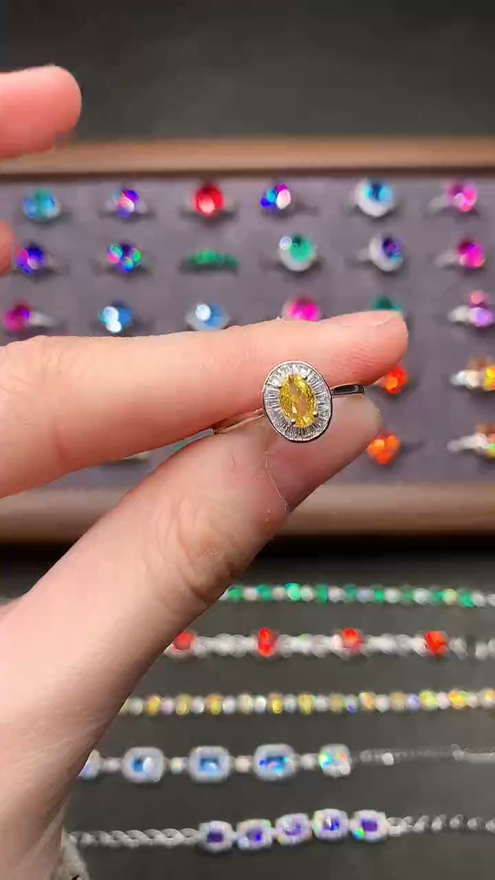 【闪购商品】彩色蓝宝石戒指银S925镶嵌·······