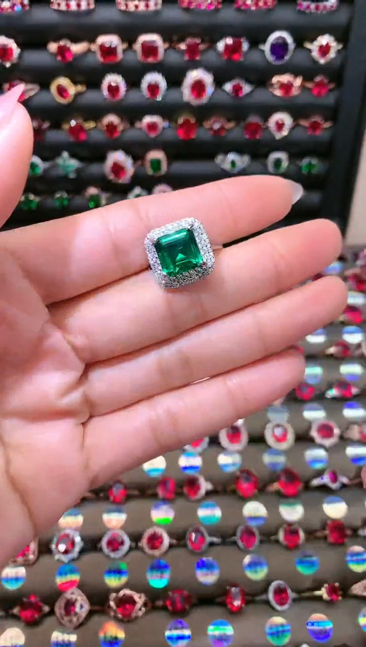 【闪购商品】透辉石戒指银S925镶嵌10