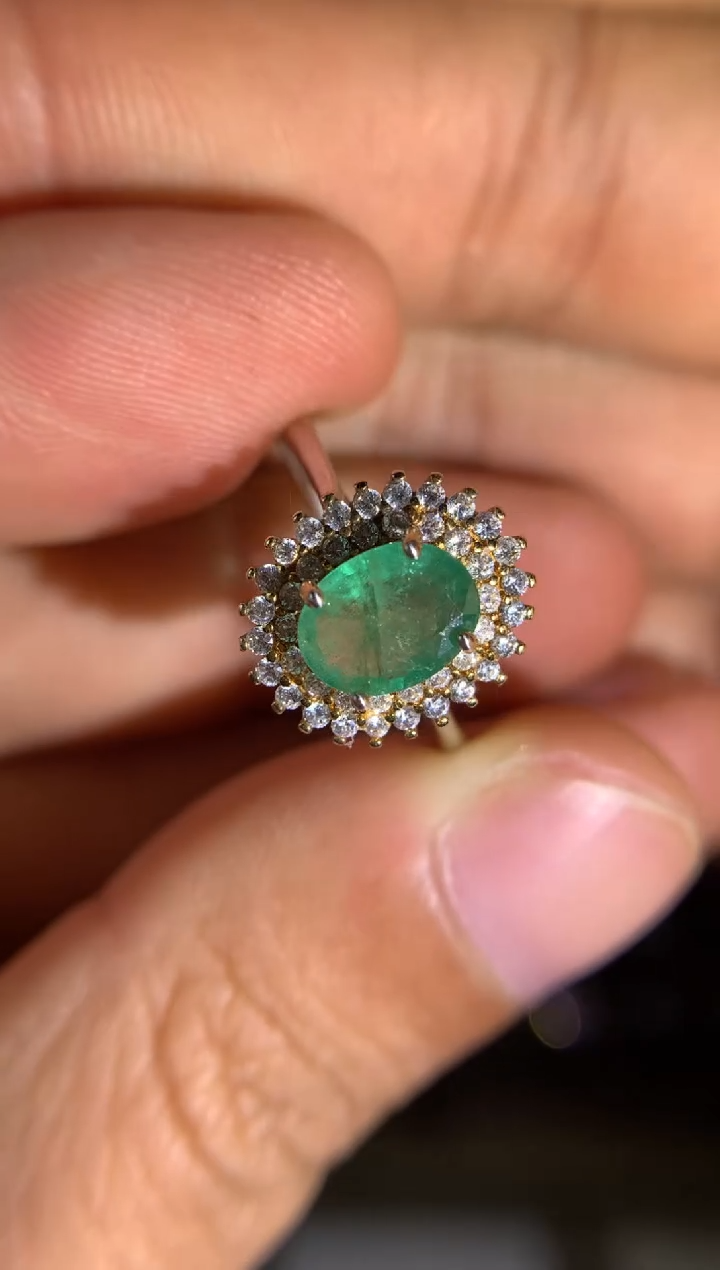 【闪购商品】祖母绿戒指银S925镶嵌活口