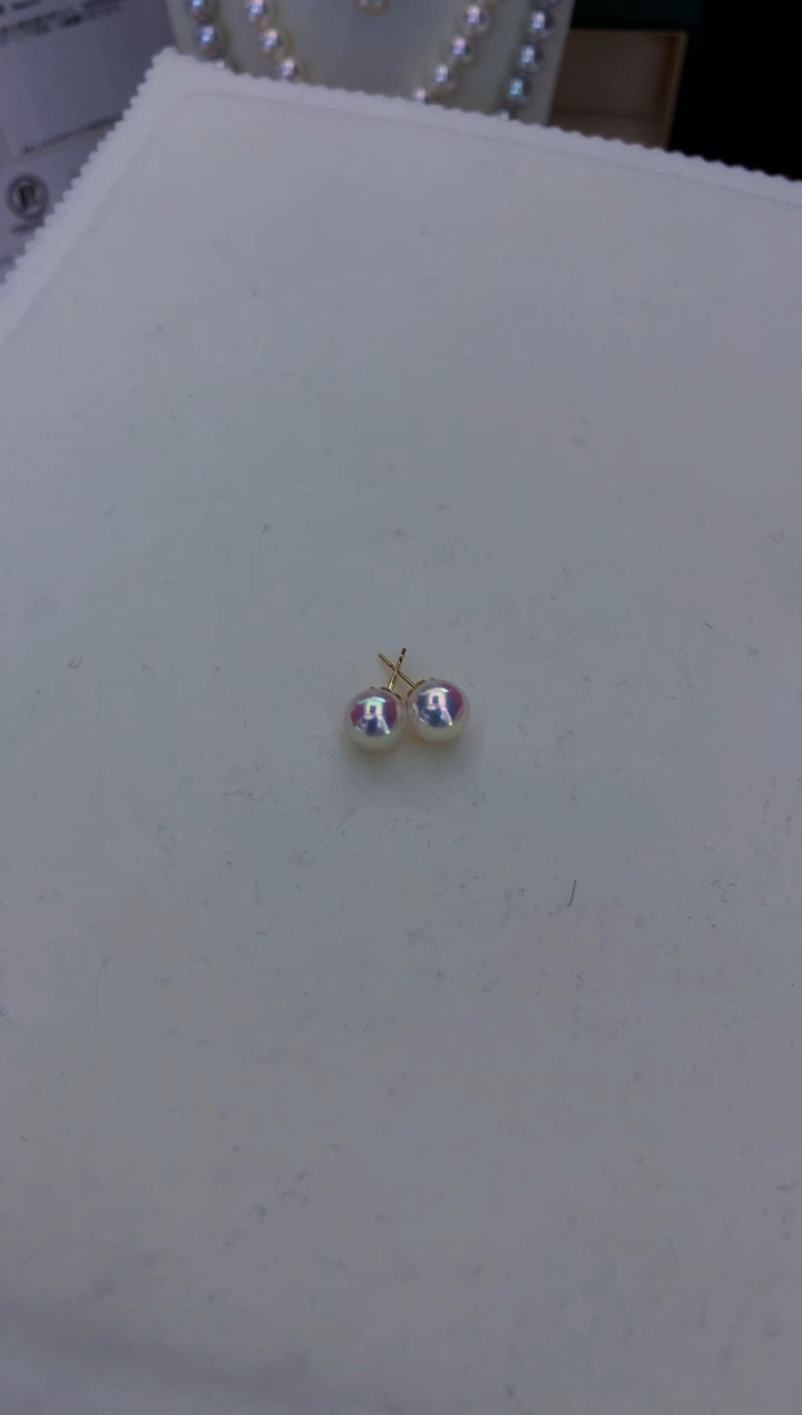 18K金镶嵌海水珍珠饰品8-8.5素钉定制