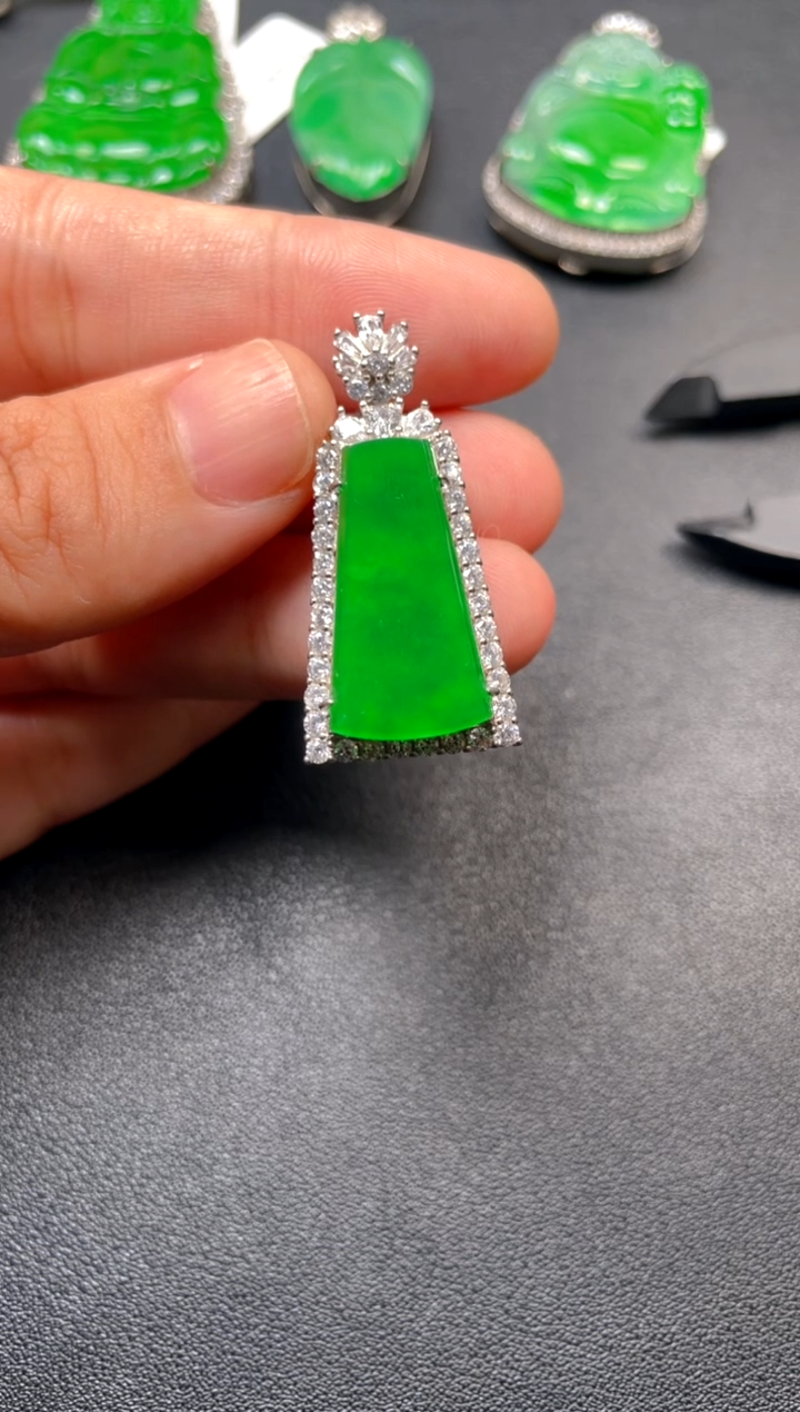 吊坠(不含链)银S925镶嵌翡翠吊坠