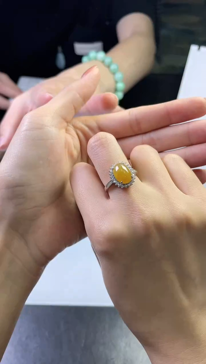 【闪购商品】翡翠挂件银S925镶嵌戒指