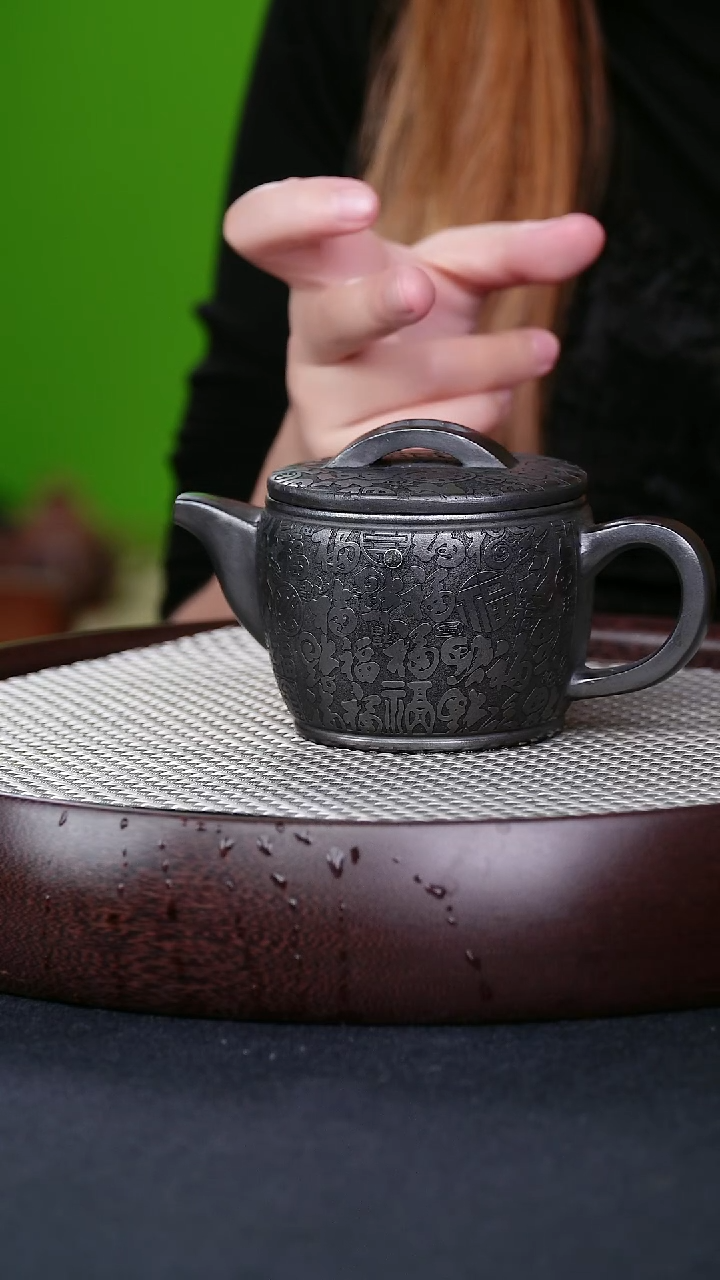 茶壶紫砂宜兴紫砂壶百福汉瓦