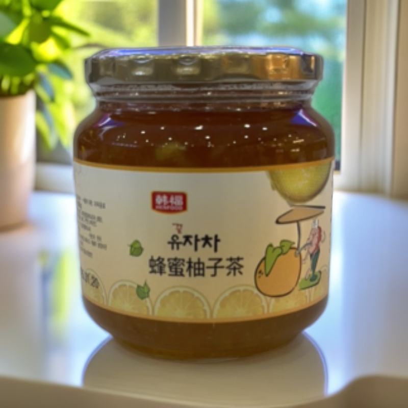 韩国韩福蜂蜜柚子茶果肉维C580克/罐