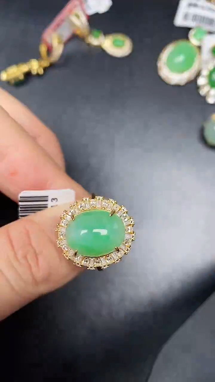 银S925镶嵌戒指翡翠6000