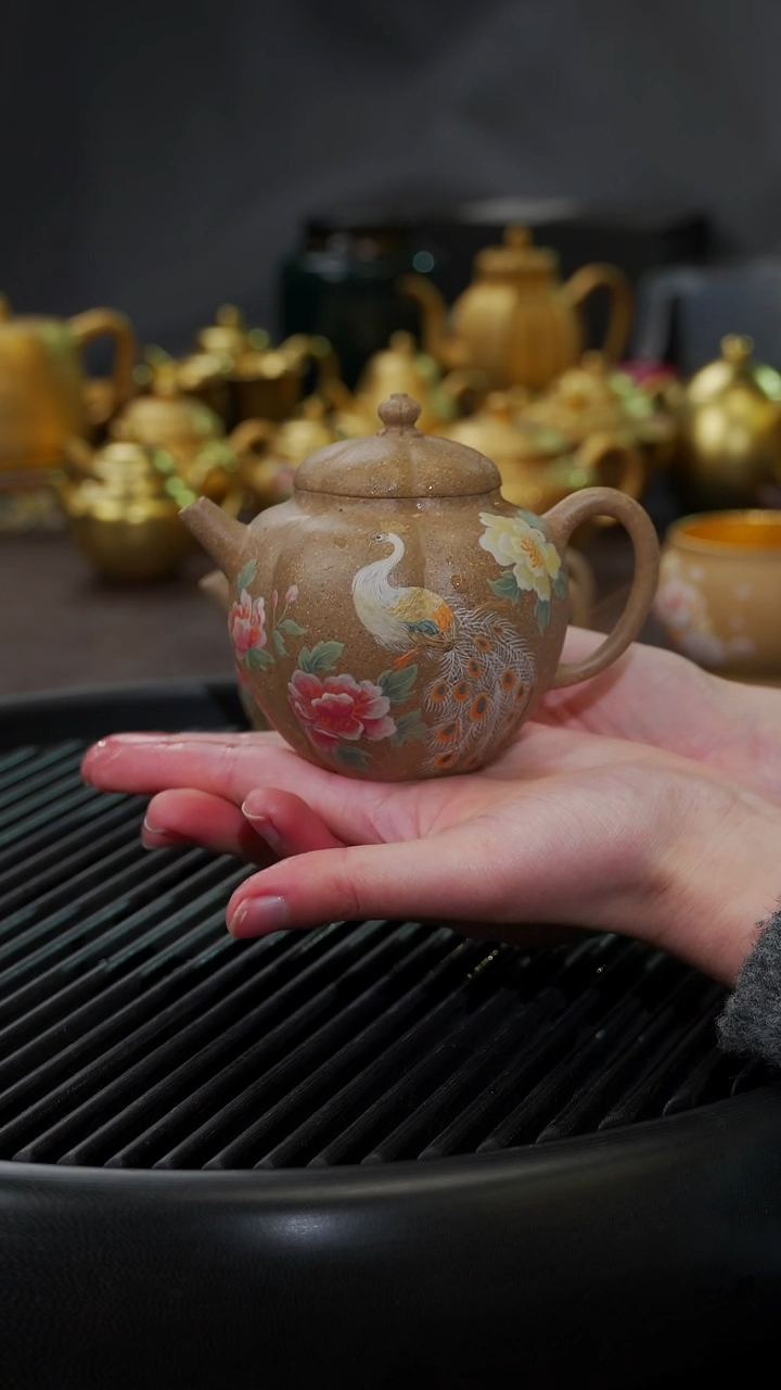 【闪购商品】杯【宜景窑】段泥手绘白色孔雀壶11