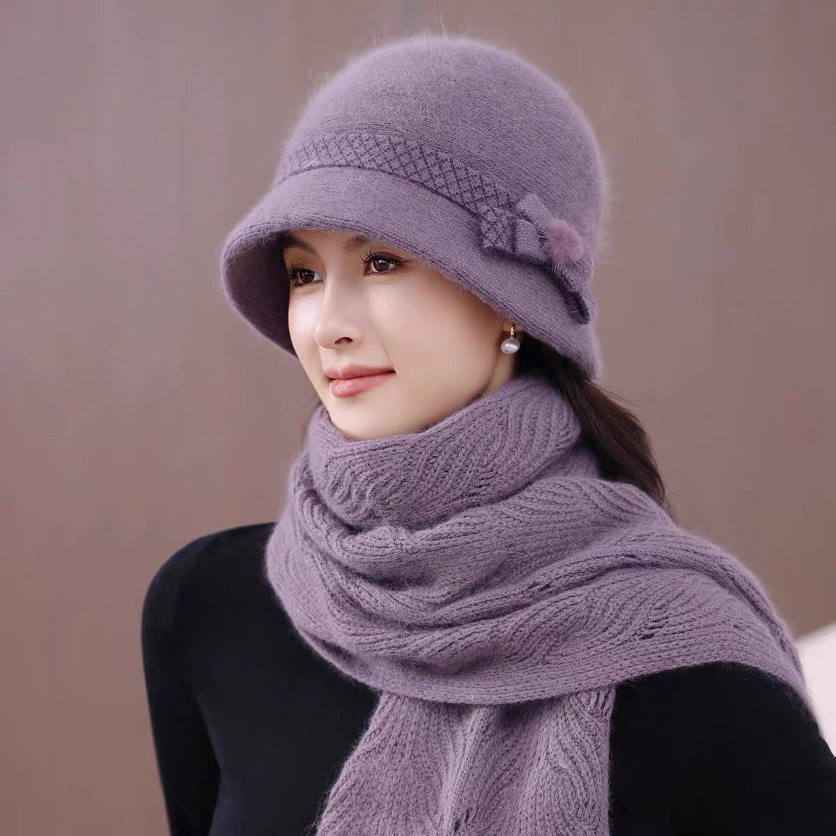 中老年人妈妈帽子秋冬针织盆帽老人奶奶加绒加厚保暖毛线帽