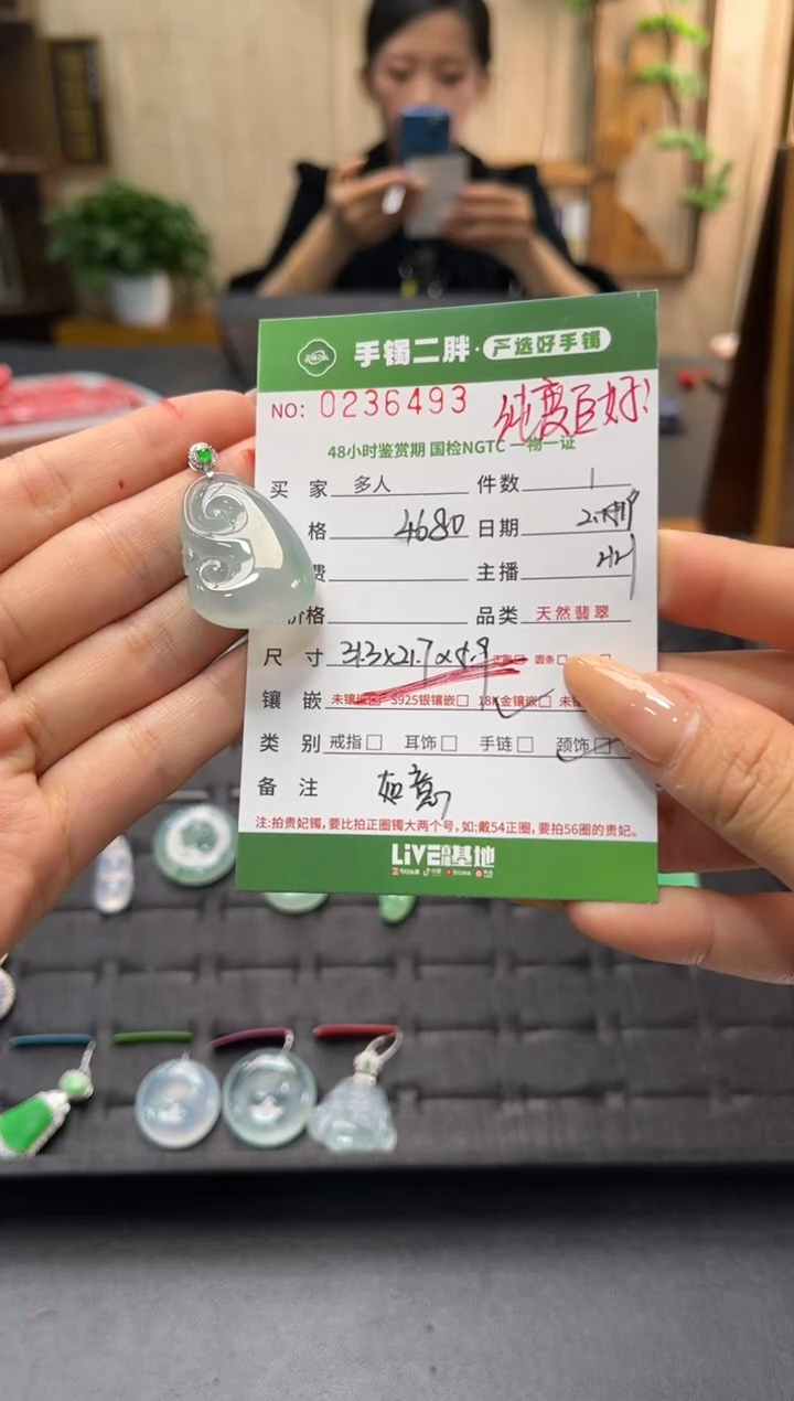 【闪购商品】翡翠吊坠(不含链)18K金镶嵌多人