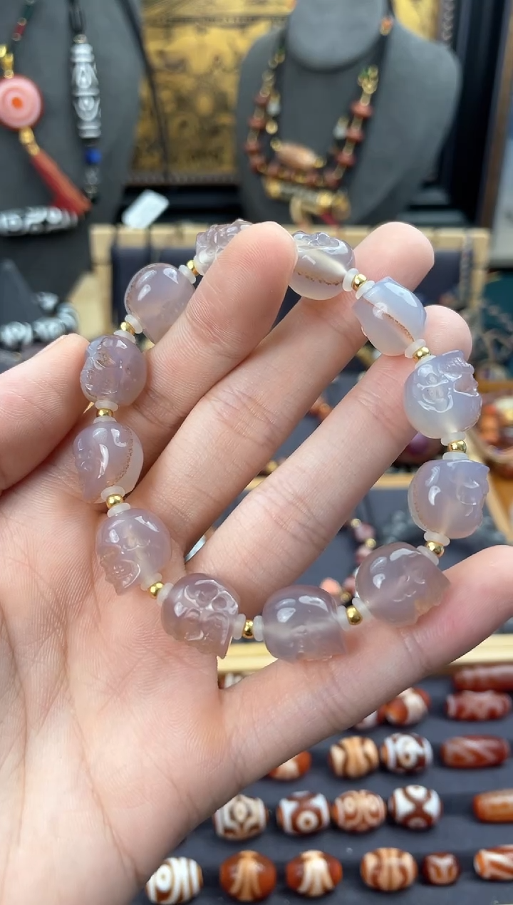 【闪购商品】玛瑙/玉髓颈饰未镶嵌尸尸手串