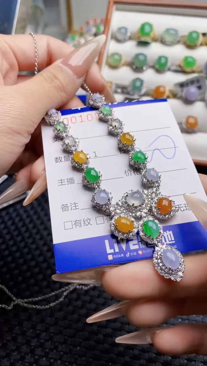 银S925镶嵌戒指翡翠牵*50271