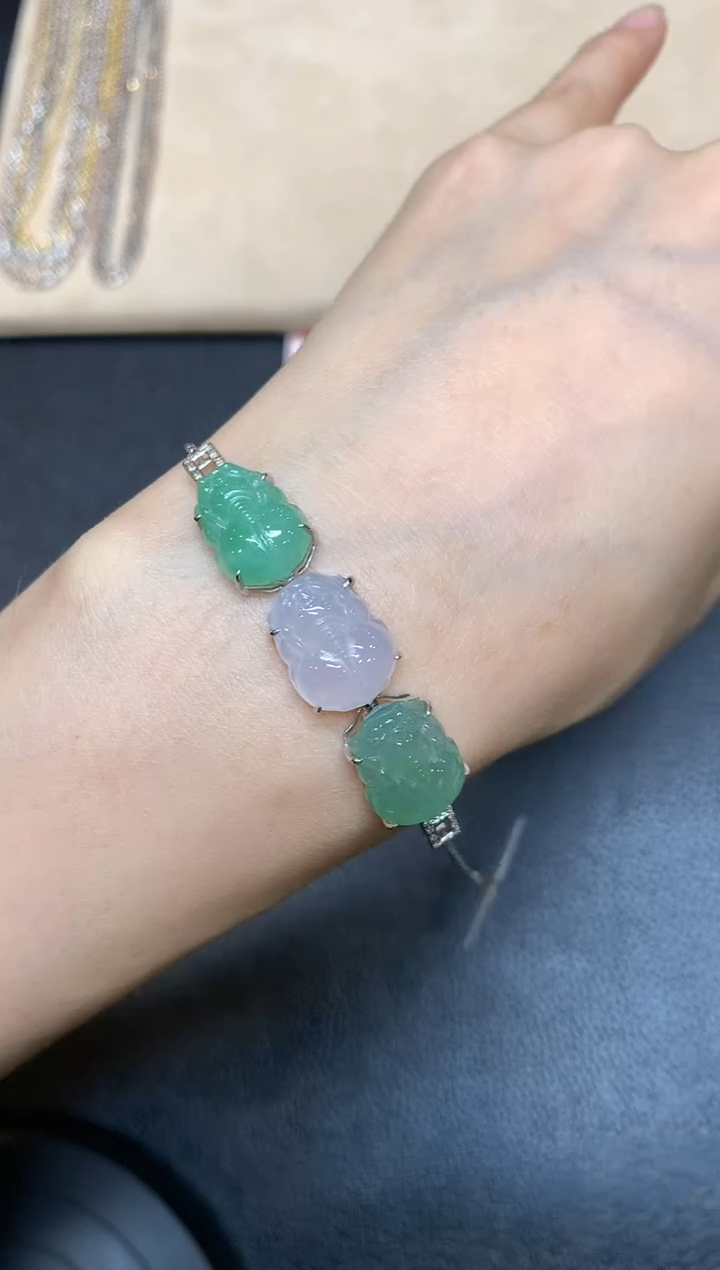 【闪购商品】翡翠手链18K金镶嵌【无鉴赏期