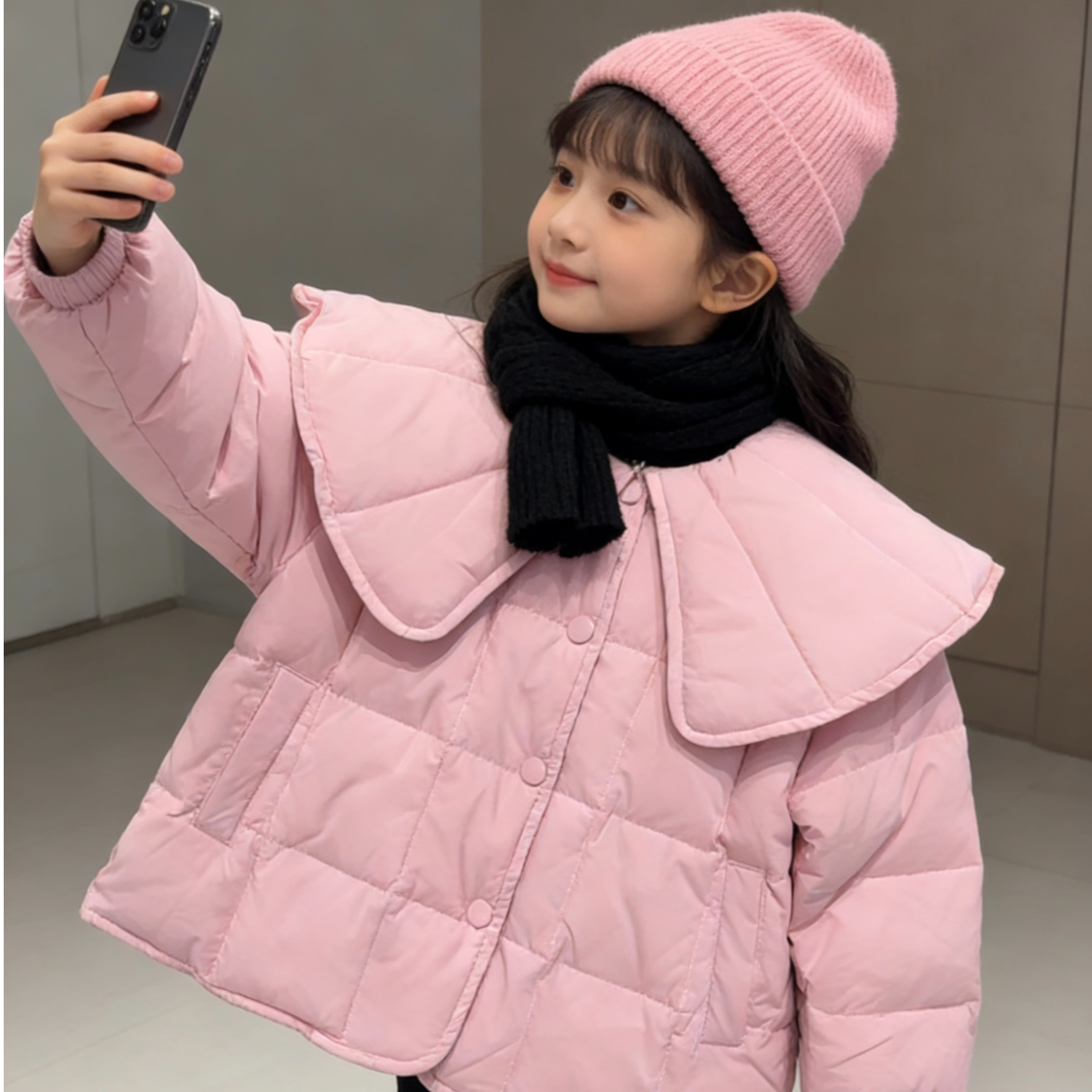 A6琪家童装女童大翻领羽羽服