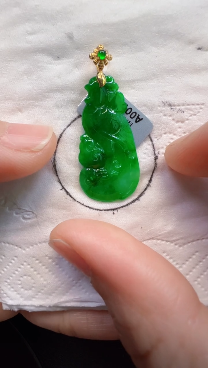 【闪购商品】翡翠吊坠(不含链)18K金镶嵌3680