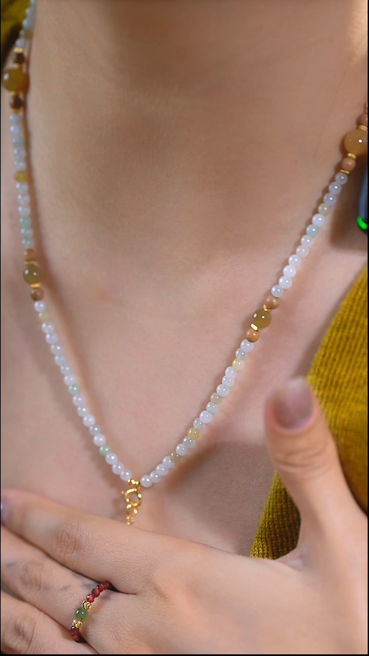 颈饰银S925镀金镶嵌翡翠翡翠百搭链