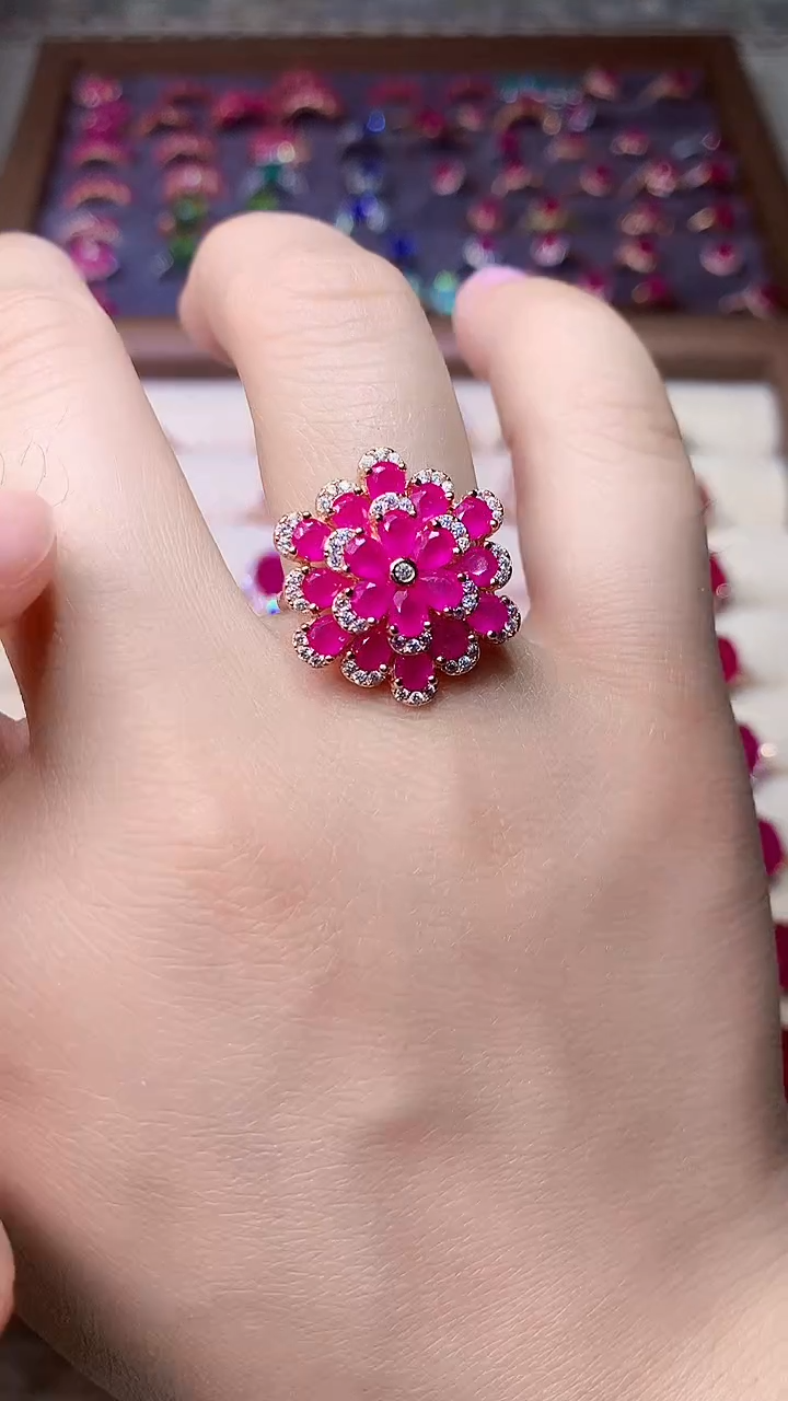 【闪购商品】红宝石戒指银S925镶嵌000