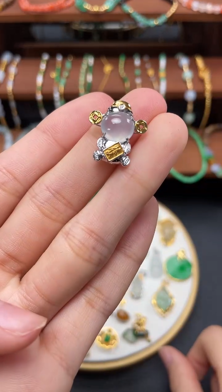 【闪购商品】翡翠吊坠(不含链)18K金镶嵌一个   JK723