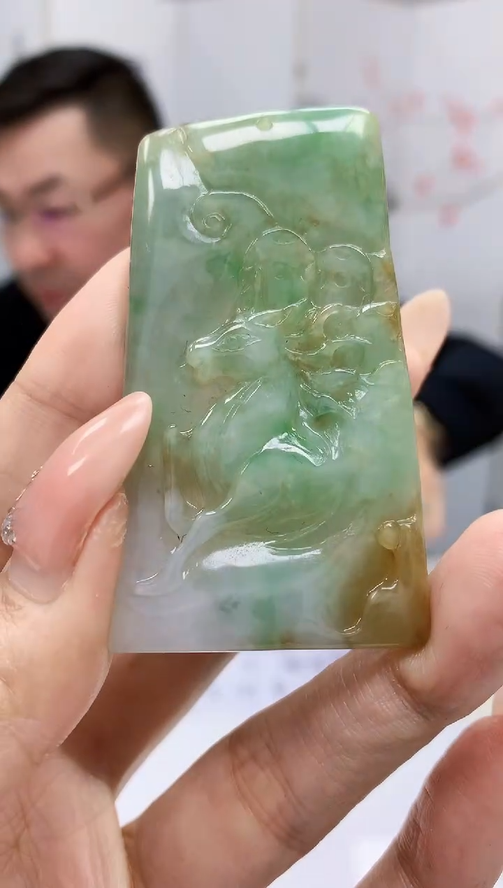 【闪购商品】定制翡翠未镶嵌5152MM-毛货挂件74