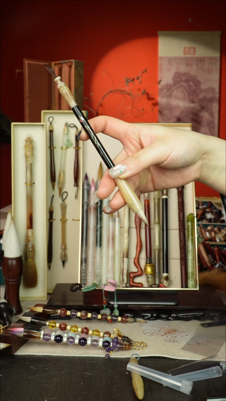 286号闪孤品高货毛笔链接 清水试笔 蘸墨不退