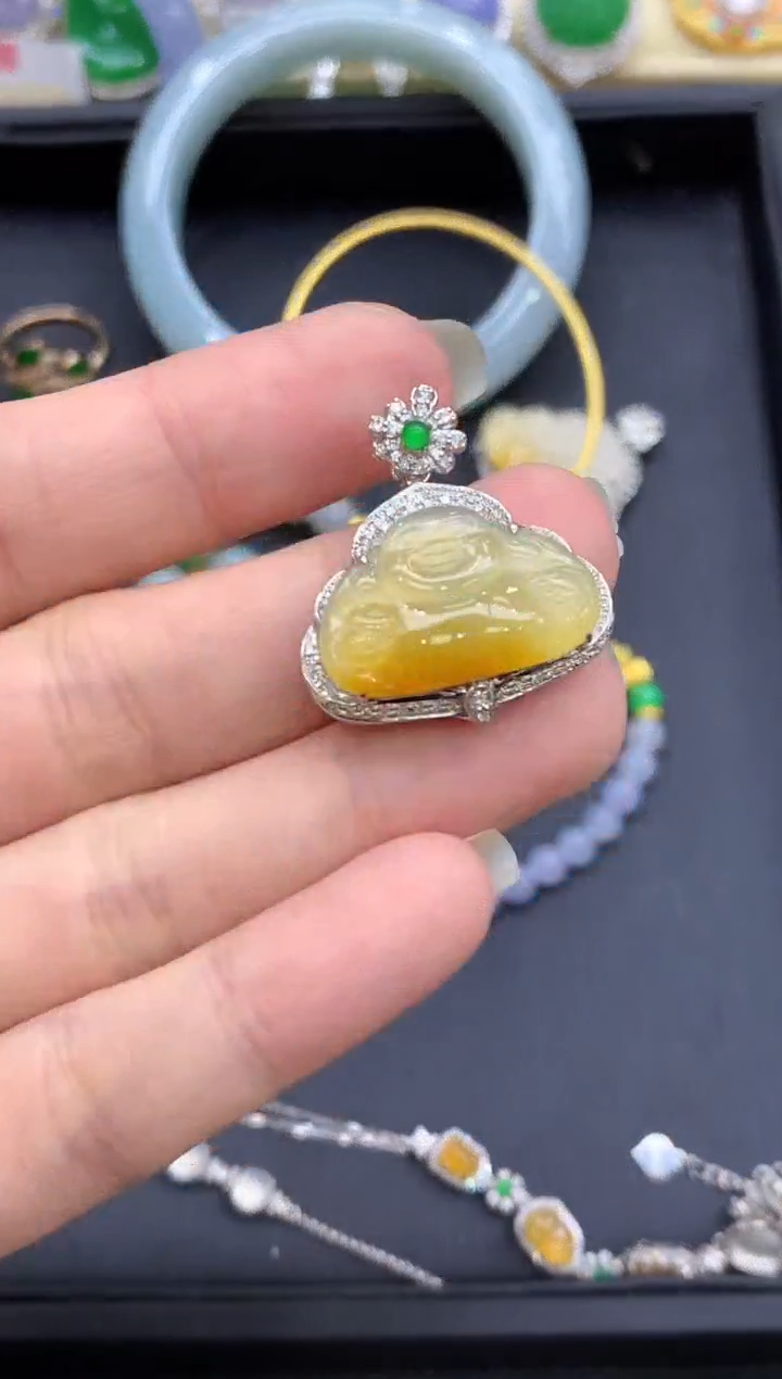 颈饰18K金镶嵌翡翠484-中国好珍宝