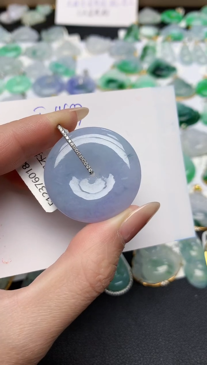 颈饰18K金镶嵌翡翠天然缅甸A货翡翠百元以上9元证书费自理